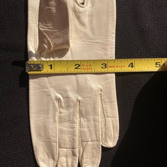 VTG Leather Gloves Italian Made by Anticoli Off White Size 7 - Picture 13 of 16